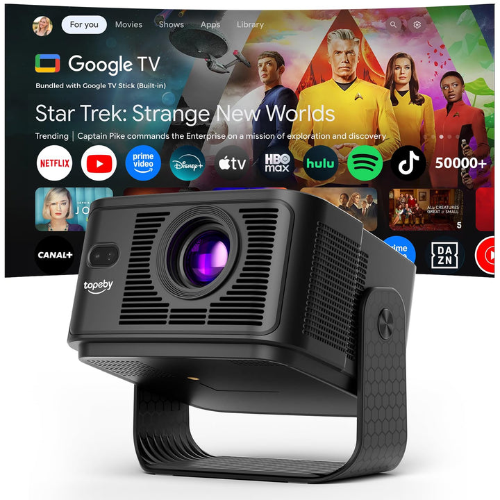Beamer [Google TV 50000+ Apps & 4K 8K Support 1080p Native Auflösung & Automatische Bildschirmkorrek