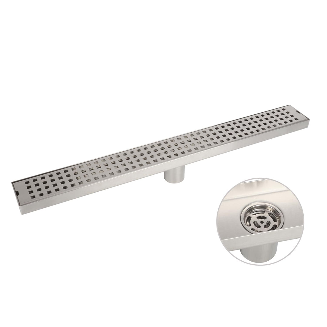 uyoyous Strip Duschrinne 60 cm Komplettset Extra Flach,Edelstahl Duschablaufrinne Senkrechter Ablauf