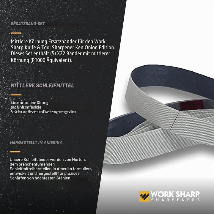 WORK SHARP® - Ken Onion Edition Belt Kit X22 Coarse - Premium Schärfband mit Körnung P500-5 er Geweb
