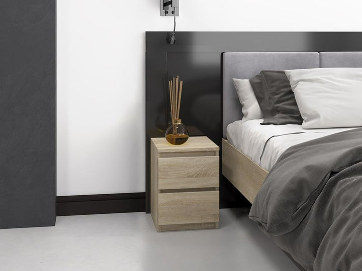 VBChome Nachttisch 30 x 30 x 40 cm Eiche Sonoma Nachttisch mit 2 Schubladen für das Schlafzimmer Gri