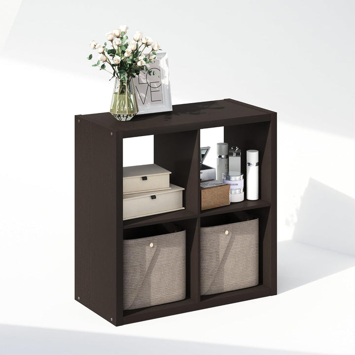 Furinno Cubic Offenes Rückwand-Multifunktionsregal für Kleidung &amp; Schrankaufbewahrung, 4-Fächer, Dun