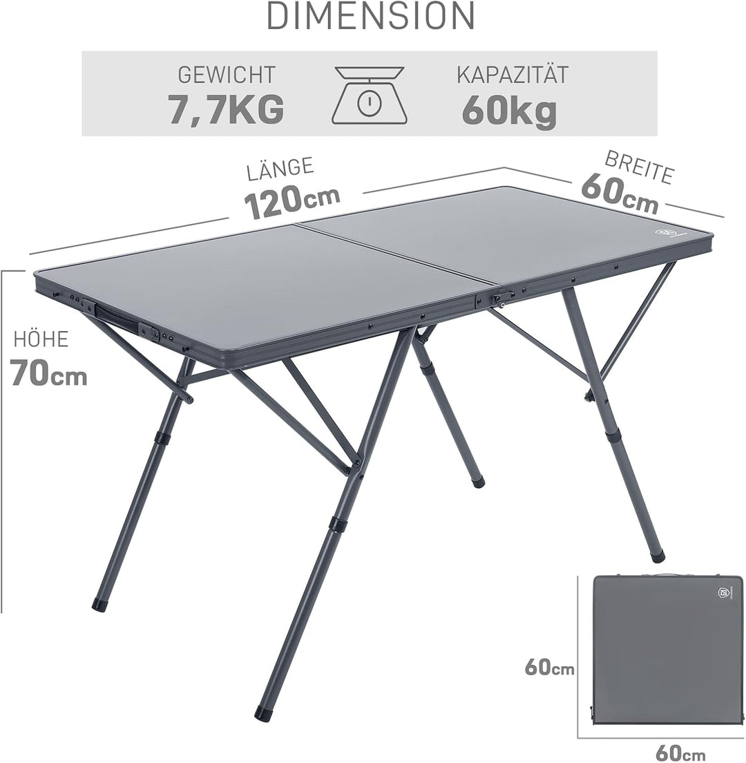 EVER ADVANCED Campingtisch faltbar 120x60cm Klapptisch XL für 4-6 Personen Falttisch bis 60kg Stabil
