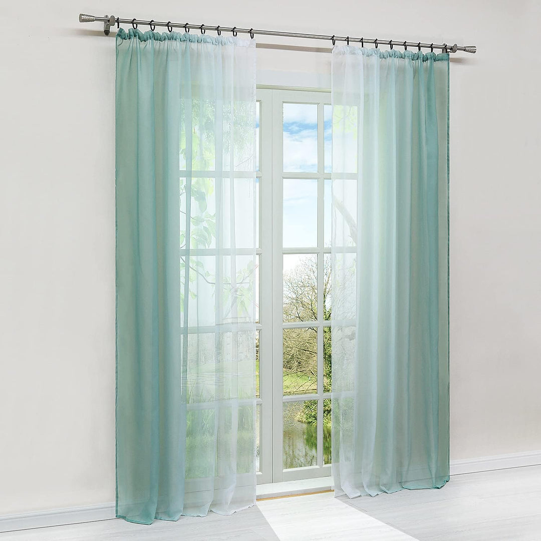 HongYa 2er-Pack Farbverlauf Gardinen Transparenter Voile Vorhänge Schals mit Kräuselband H/B 225/140