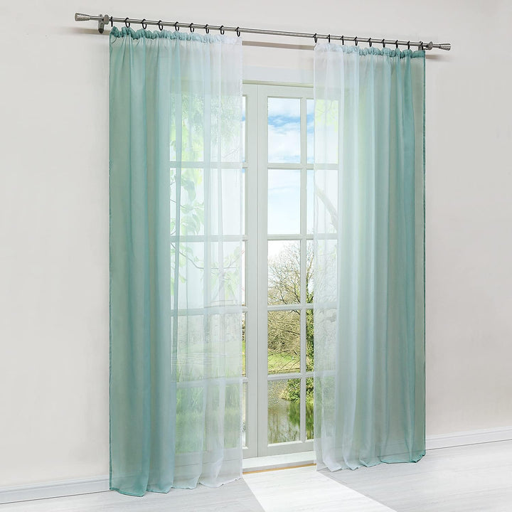HongYa 2er-Pack Farbverlauf Gardinen Transparenter Voile Vorhänge Schals mit Kräuselband H/B 225/140