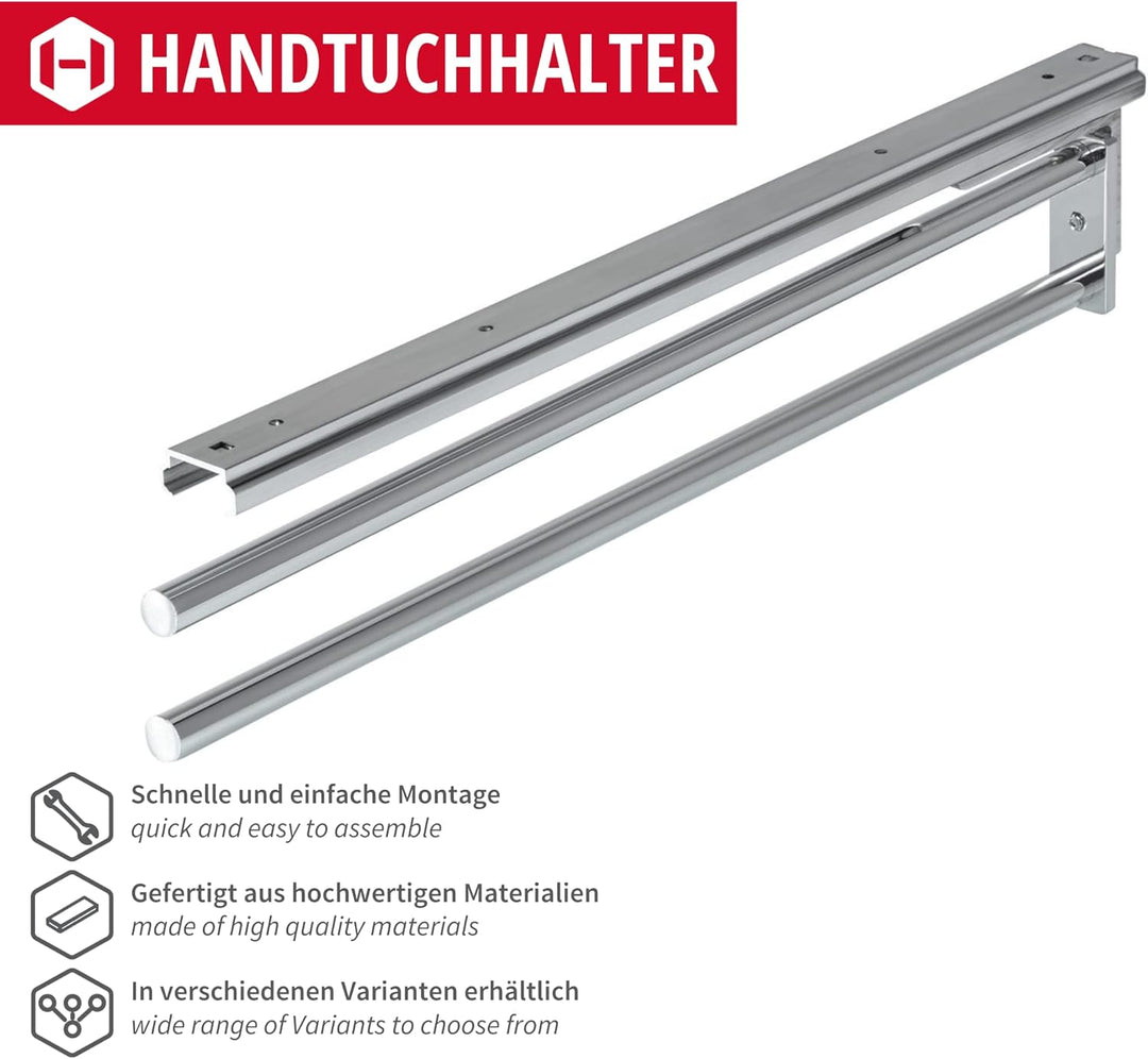 Gedotec Handtuchhalter | Hostel | Geschirrtuchhalter Chrom poliert glänzend | 1 Stück | Handtuchausz