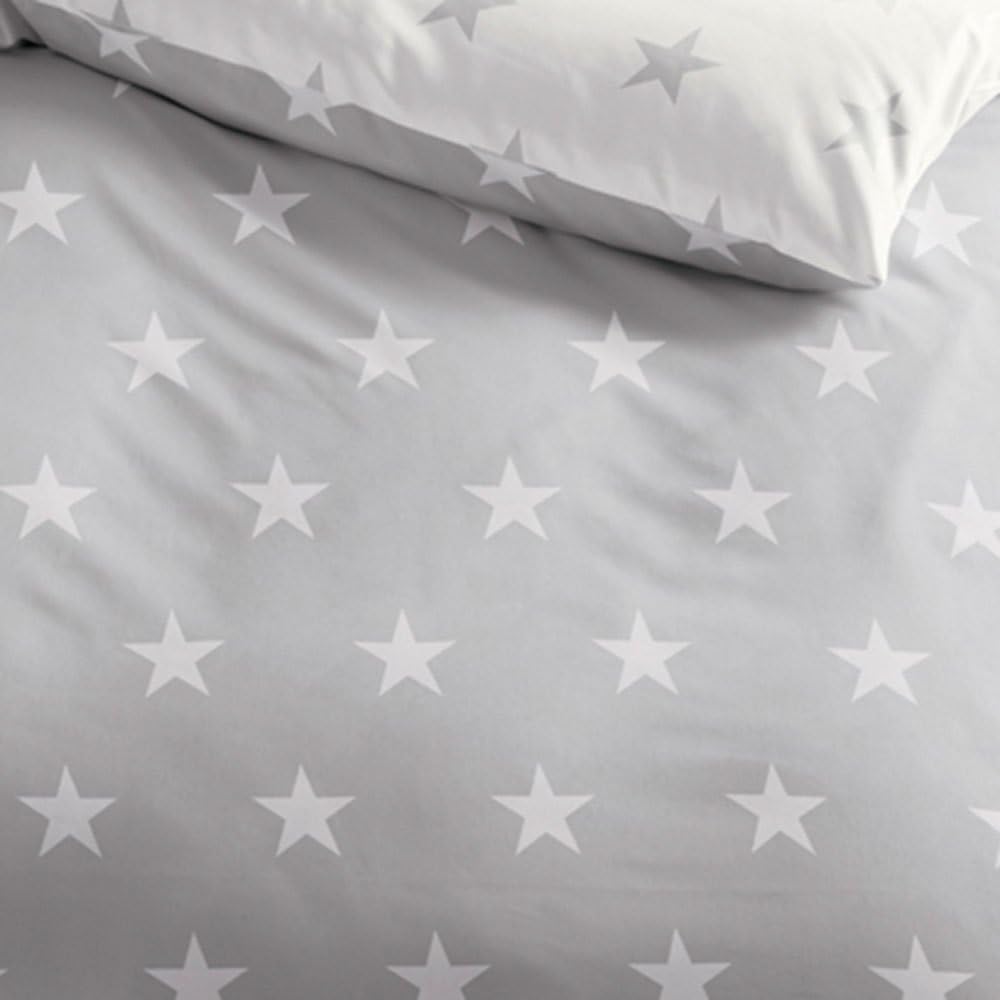 G BETTWARENSHOP Biber Bettwäsche Stars Schiefer 1 Bettbezug 200 x 200 cm + 2 Kissenbezüge 80 x 80 cm