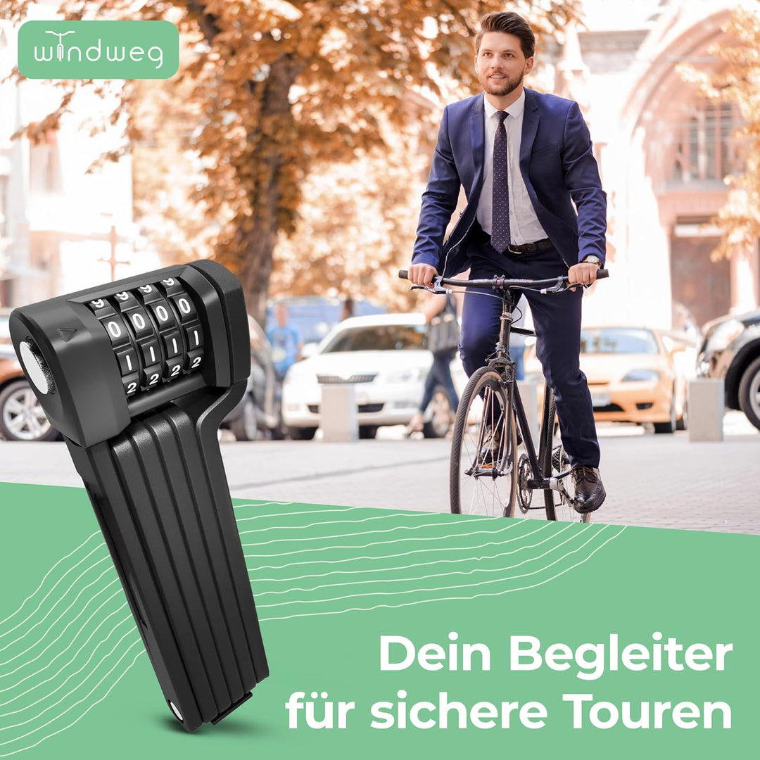 Faltschloss Fahrrad Diebstahlsicher [90cm] - Fahrradschloss hohe Sicherheit mit Halterung - Fahrrads