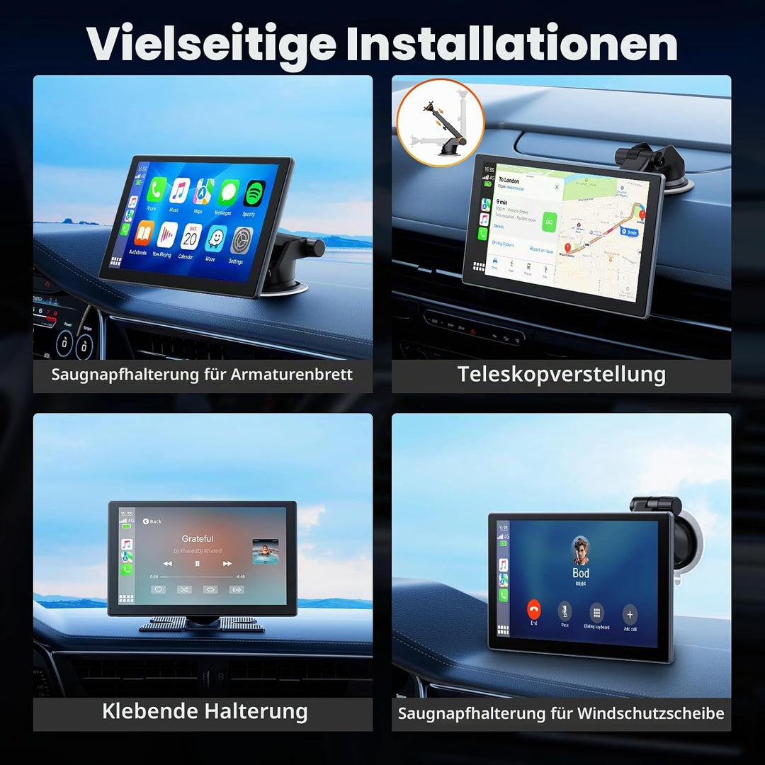 LAMTTO Wireless Carplay Display fürs Auto 9 Zoll Autoradio für A-pple CarPlay &amp; Android Auto mit Das
