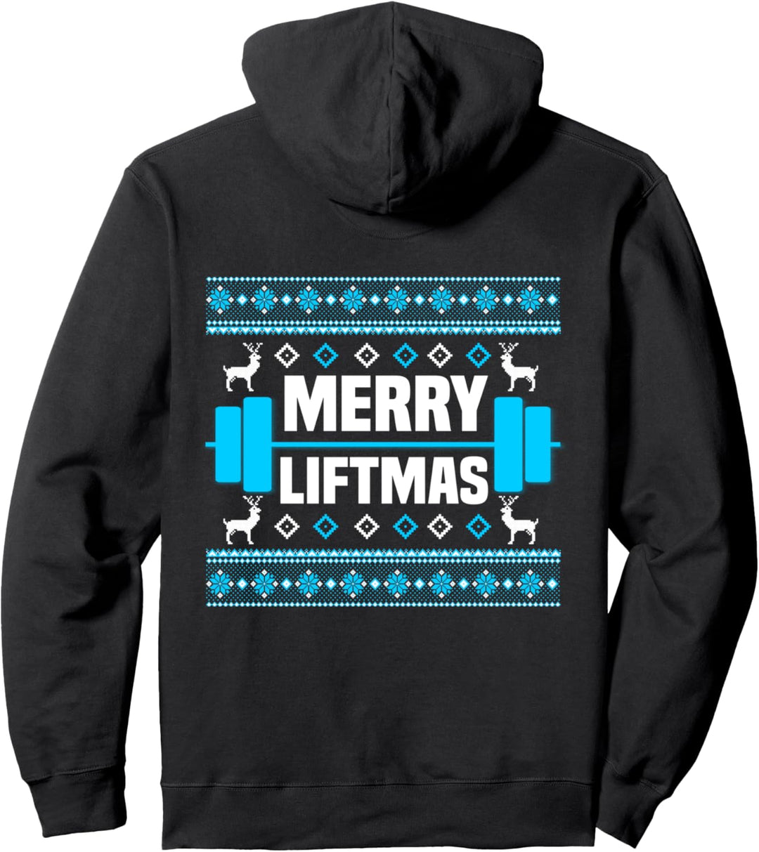 Backprint Merry Liftmas Weihnachten Workout Fitness Pullover Hoodie