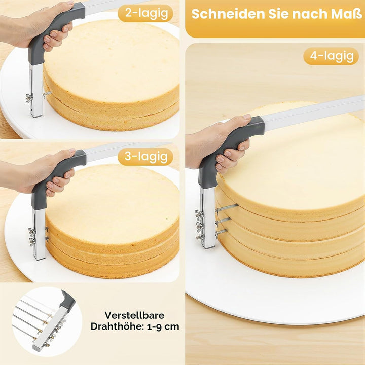 3 Drähte Edelstahl Tortenbodenschneider, Tortensäge Tortenschneider, Tortenschichten Tortenbodenteil