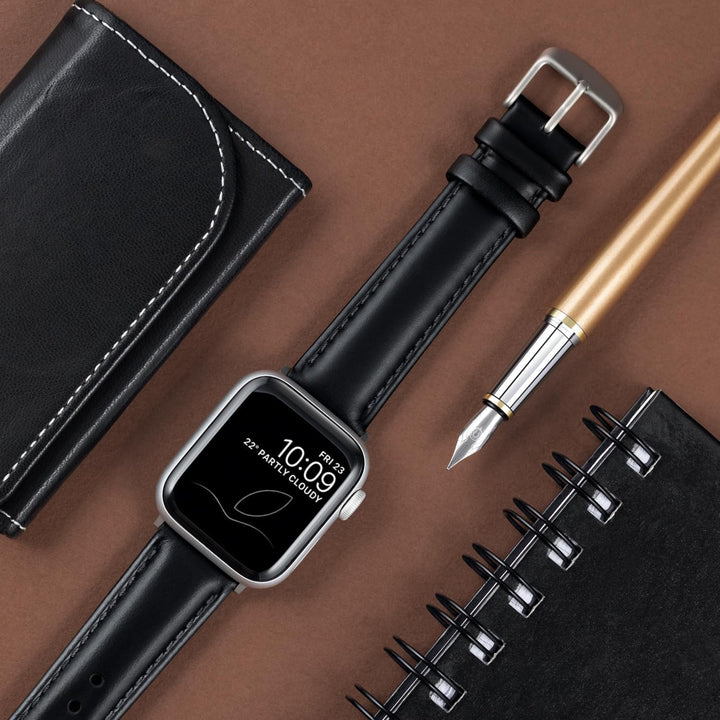 Archer Watch Straps - Uhrenarmbänder aus Hochwertigem Genarbtem Leder für Apple Watch Schwarz/abgest