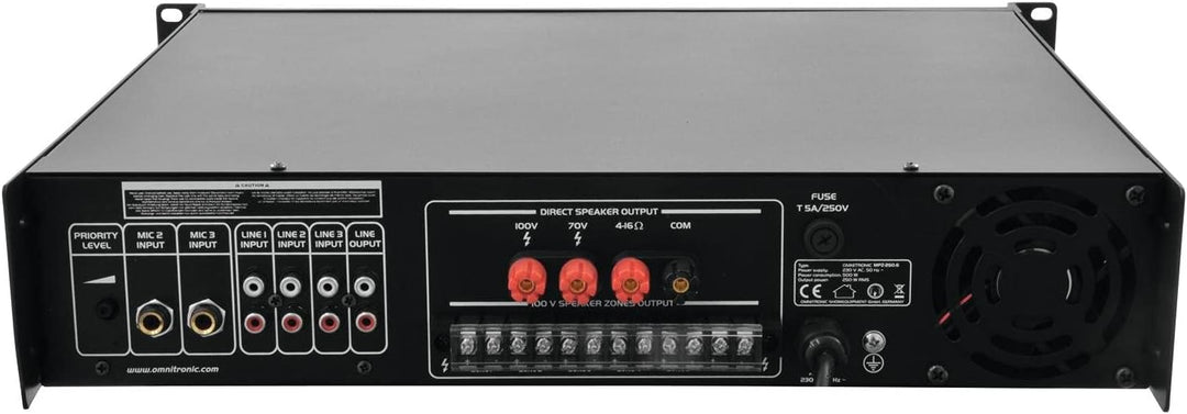 OMNITRONIC MPZ-250.6 Mischverstärker | 6-Zonen-ELA-Mono-Mischverstärker, 250 W, Zonen schaltbar