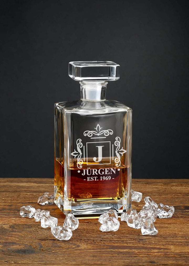 AIGAT Liquor Dekanter Personalisiert Mit Lasergravur Text, Fügen Sie eine beliebige Nachricht, Ehema