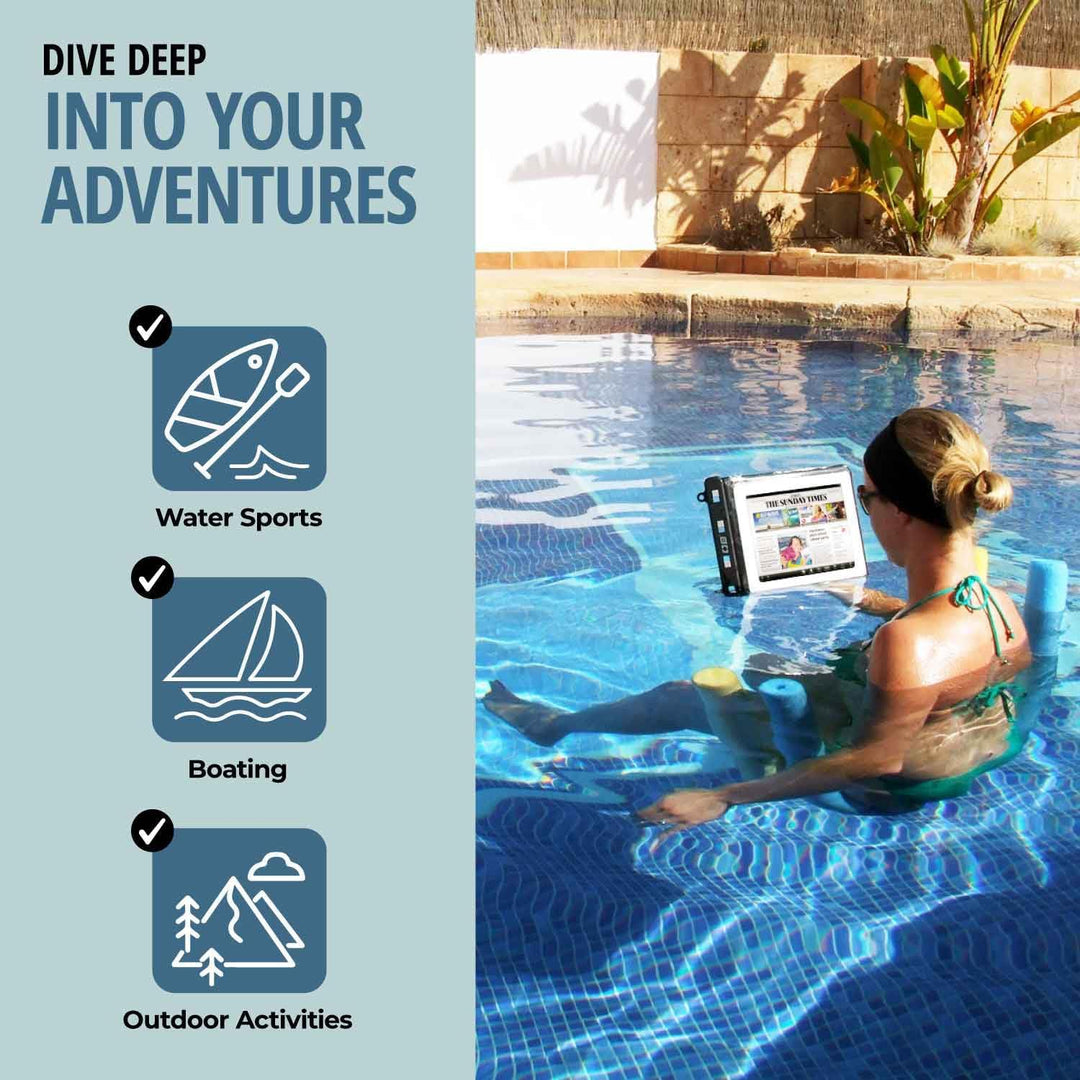 OverBoard Wasserdichte I-Pad Tasche, schwarz mit Tragegurt und Handschlaufe 46 x 28 x 3 cm, 46 x 28