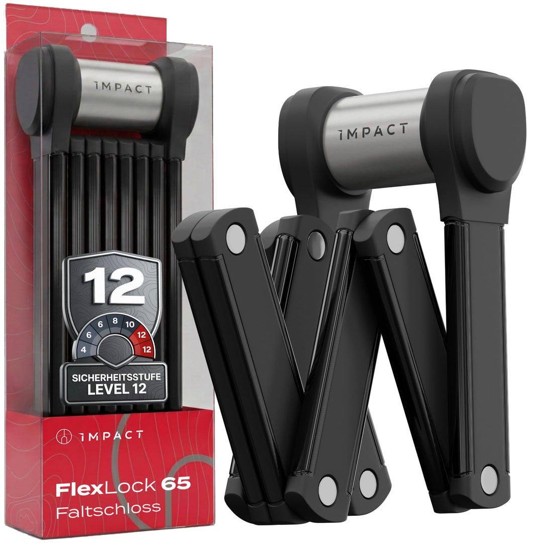 IMPACT® Fahrradschloss 65 cm – Sicheres & leichtes Faltschloss Fahrrad mit Gummibeschichtung, kompak