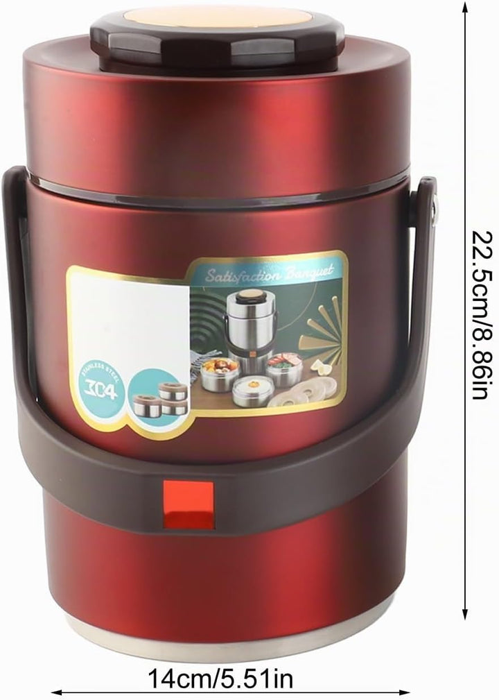 BuyWeek Thermobehälter für Essen, 2000ml Isolierte Lunchbox Edelstahl Warmhaltebehälter Tragbare 3 S