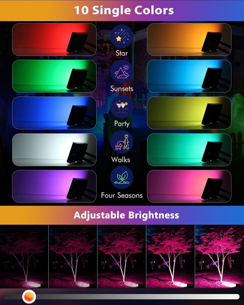 MEIKEE 60W RGB Strahler Mit Fernbedienung 2 Modi 12 Farben Timer Memory-Funktion RGB Fluter IP66 Was