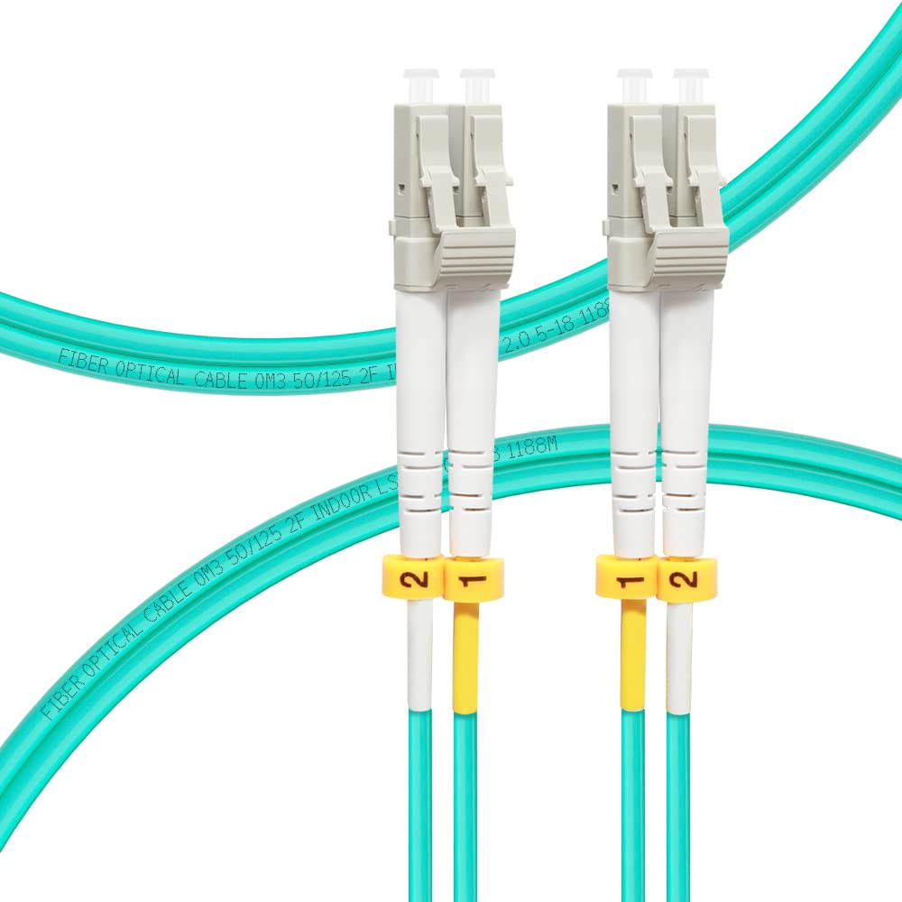 FLYPROFiber OM3 LC auf LC LWL Glasfaser Patchkabel | Längenoptionen: 0,2m-100m, 10 GB Duplex 50/125
