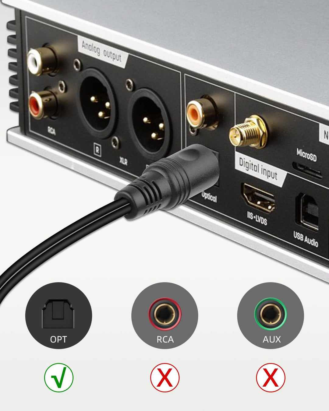 RIIEYOCA Toslink Splitter 1 in 2 out, 1 Stecker zu 2 Buchsen Optisches Audiokabel für Heimkino, Blu-