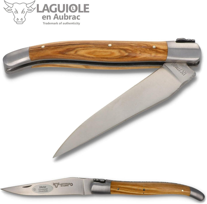 Laguiole en Aubrac Taschenmesser L0212OLIF 12 cm matt, Backen matt, Griffschalen Olivenholz