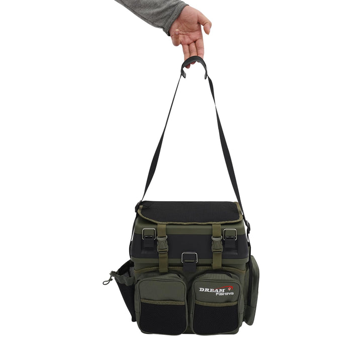 37.5x33.5x20.5cm Angelrucksack Angeltasche Angelbox Angelkoffer (Grün) | Wasserabweisend Aufbewahrun