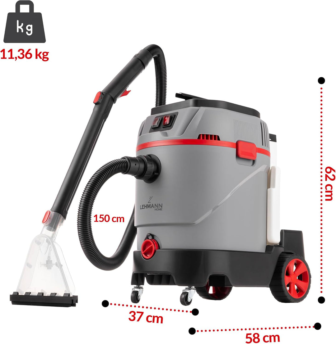 LEHMANN Primewash 2800 Waschsauger, Profi Teppichreiniger & Polsterreiniger mit Heisswasser 60°C, Na