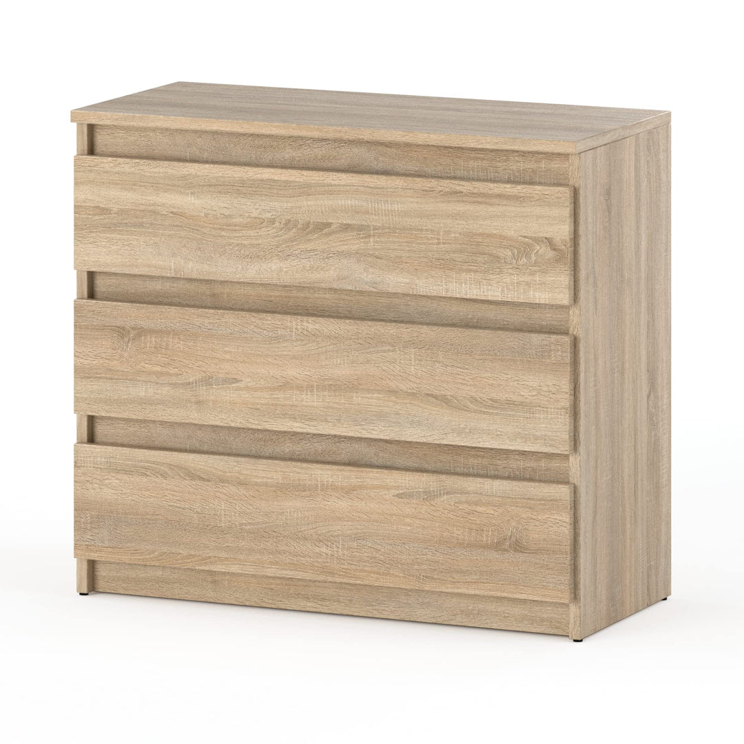 Kommode mit 3 Schubladen – Schmale Schlafzimmer Kommode, Modernes Sideboard Holz - Sonoma – 80 x 71,