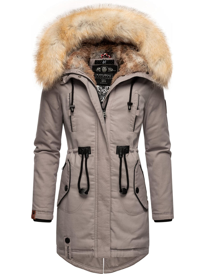 Navahoo Damen Warmer Winterparka mit Kapuze Bombii XS-XXL S Zinc Grey, S Zinc Grey