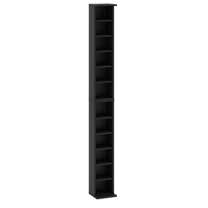 MediaTower CD/DVD Regal 204 CDs lub 72 DVDs/Blue Ray (Schwarz, 20x21x183.6 cm) Schwarz 20 x 21 x 183