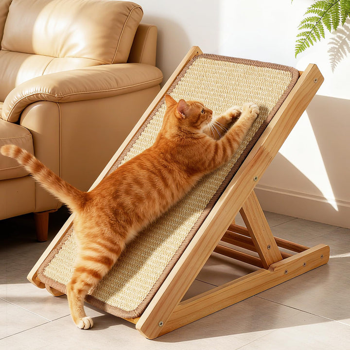 Kratzbrett Katze – Verstellbares &amp; faltbares Kratzmöbel, 50x28,5cm aus stabilem Holz – Kratzzeug zum