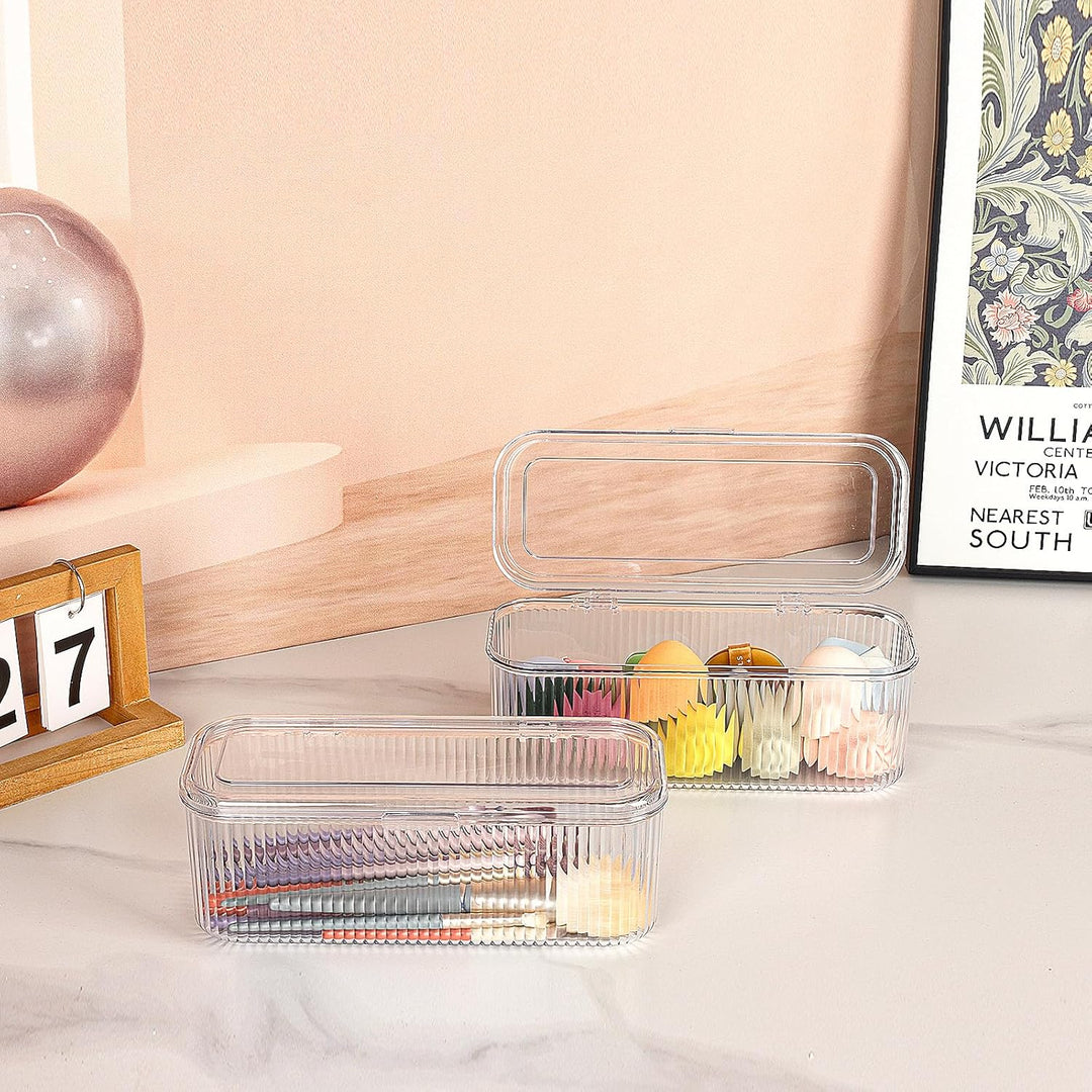 JessLab Makeup Pinselhalter Organizer, Klarer Schmink-Schwamm Behälter, Kosmetik-Aufbewahrung mit De
