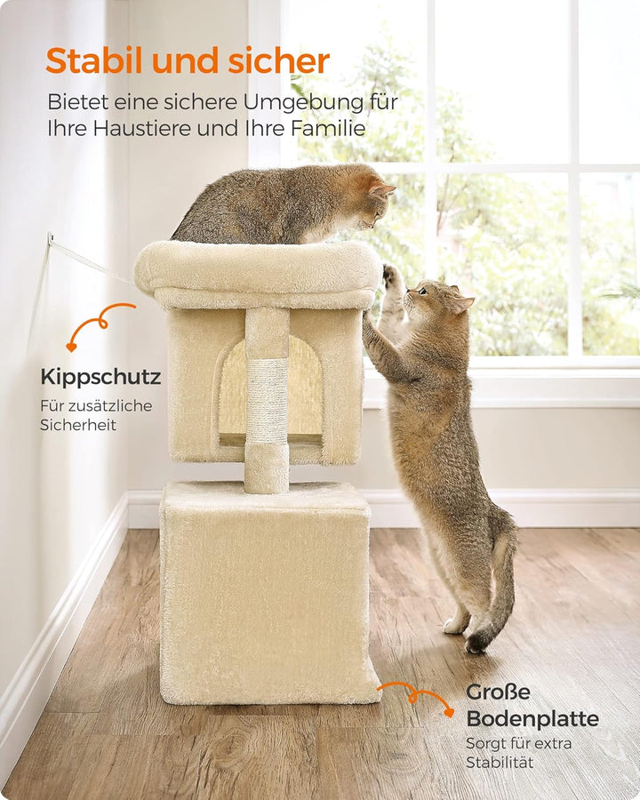 Feandrea Kratzbaum klein, 67 cm Katzenbaum, Katzenhaus für Kätzchen bis zu 3 kg, grosse Plattform, S
