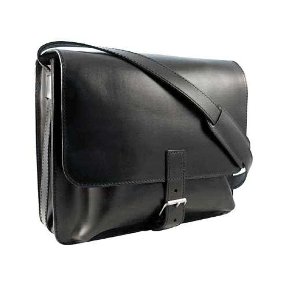 Shalimar Ranch Shalimar Midi Posttasche Messenger Bag aus Leder, schwarz, Einheitsgrösse