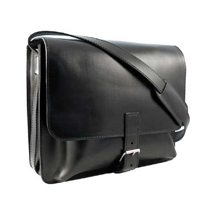 Shalimar Ranch Shalimar Midi Posttasche Messenger Bag aus Leder, schwarz, Einheitsgrösse