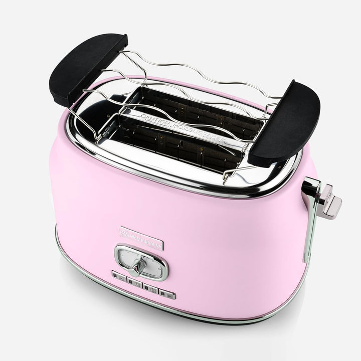 Westinghouse Retro Toaster 2 Scheiben, Abnehmbarer Brötchenaufsatz, 6 Bräunungsstufen, Brotzentrieru