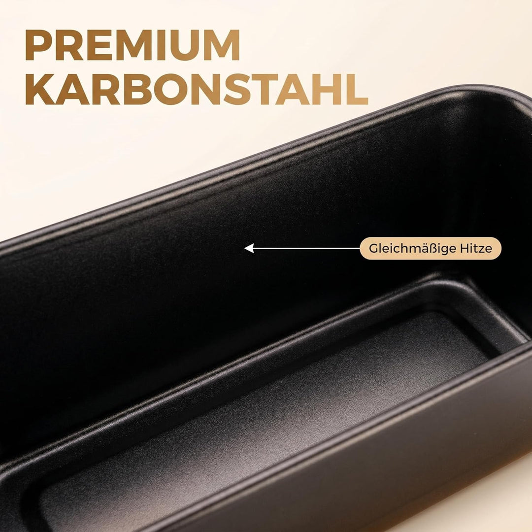 Brotbackform mit herausnehmbarem Einsatz, Klein Brotbackform aus Carbonstahl,25x14.5x17.5cm Schwarz