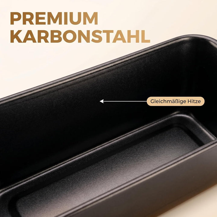 Brotbackform mit herausnehmbarem Einsatz, Klein Brotbackform aus Carbonstahl,25x14.5x17.5cm Schwarz