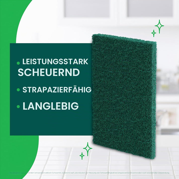 Scotch-Brite Scour Pad Robuste Scheuerschwämme für Küche und Geschirr, Gusseisen, Grün, 30 30 Pads S