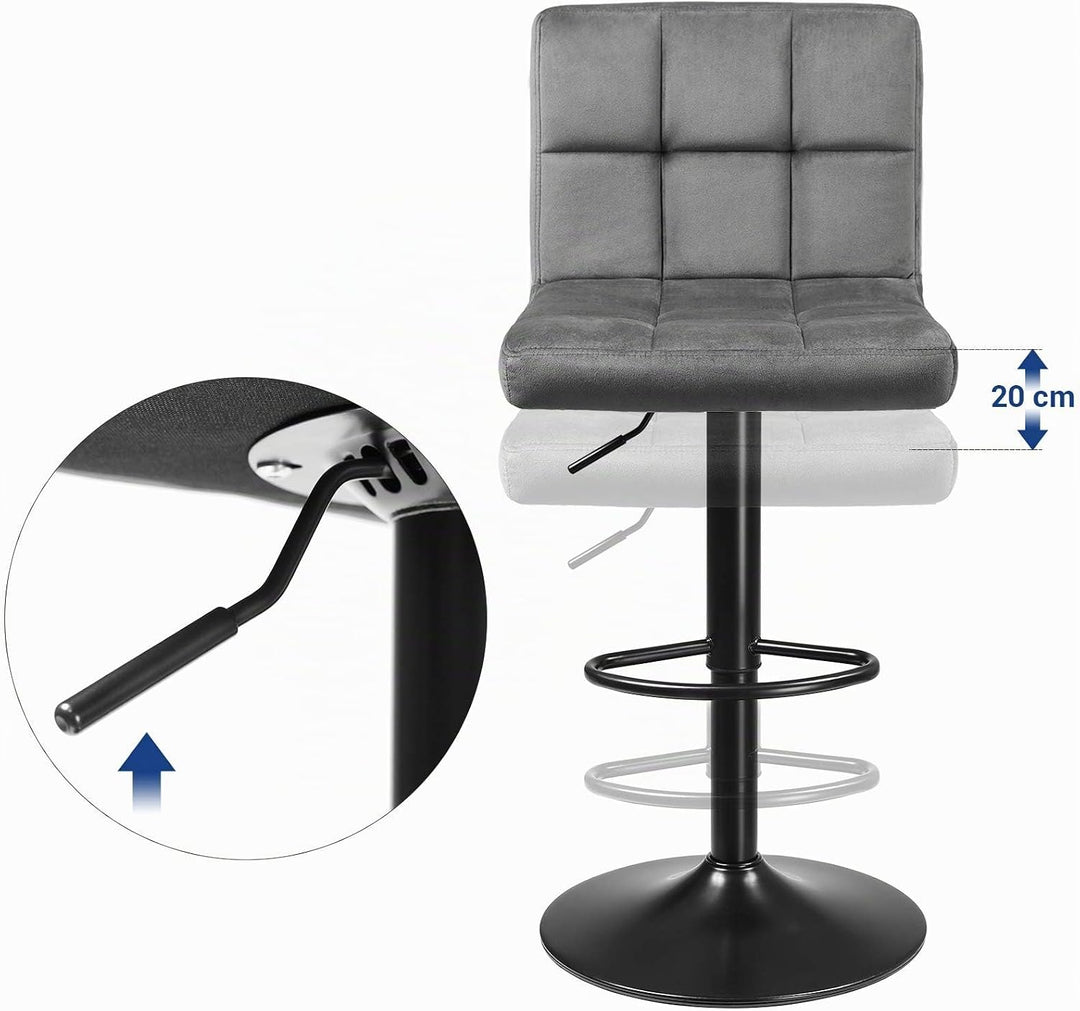 SONGMICS Barhocker, 2er Set, Barstühle, mit Samtbezug, höhenverstellbar, Drehstühle, Küchenstühle mi