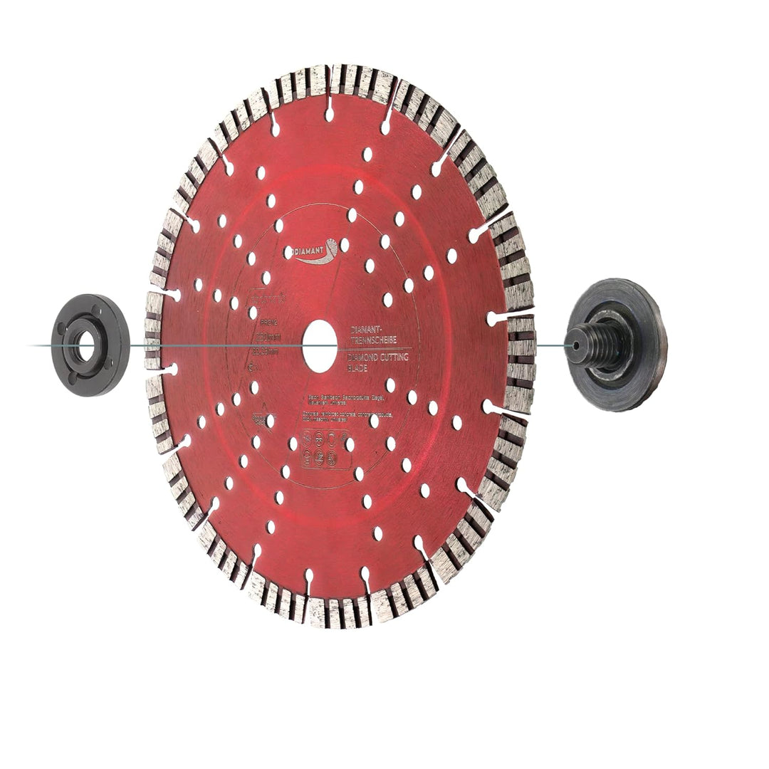 PRODIAMANT Turbo Diamant-Trennscheibe 230mm x 22,23 mm Segmenthöhe 12mm für Beton Naturstein Ziegel