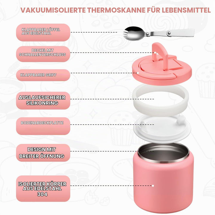 Itslife Thermobehälter für Essen 760ml, Edelstahl Warmhaltebehälter Essen mit Löffel, Thermo Lunchbo