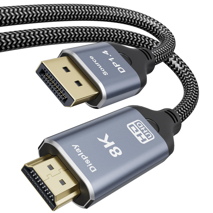8K DisplayPort 1.4 zu HDMI 2.1 Kabel 2M, 8K@60Hz 4K@120Hz 2K@240Hz, HDR, Nur von DP zu HDMI Für NVID