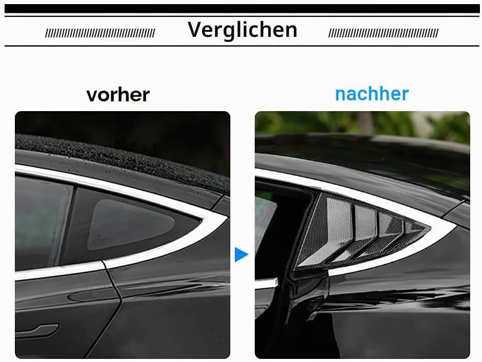 KUNGKIC Lüftungsöffnungen für hintere Seitenfenster, Lüftungsschlitze, für Tesla Modell 3 2017–2024,