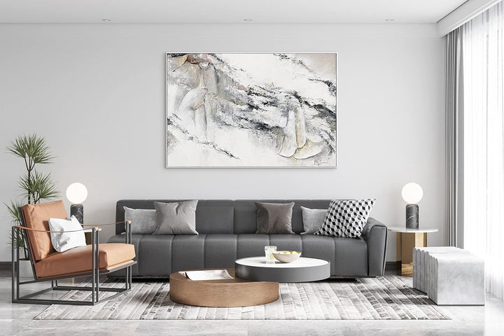 YS-Art Abstrakt XXL Acryl Gemälde auf Leinwand mit Rahmen Renaissance handgemalt Wandbilder Wohnzimm