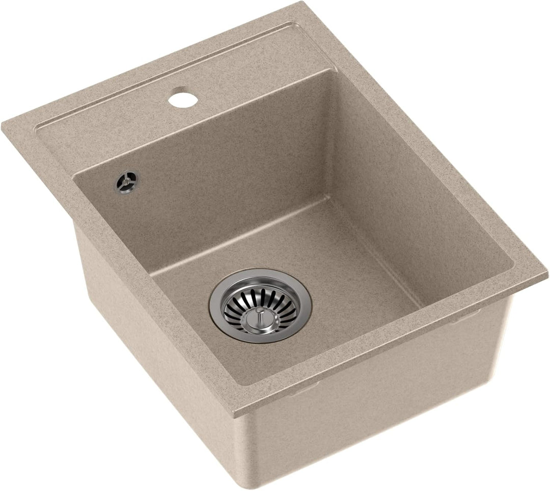 QUADRON | JOHNNY 90 | Granitspüle | 1-Kammer-Spüle | Masse: 50 x 39 mit 20,4 cm | Schrankunterbau au