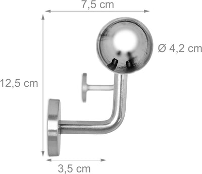 Relaxdays Handlauf, 304er Edelstahl, erweiterbar, innen & aussen, 100 cm, Ø 42 mm, mit Halterung, Tr