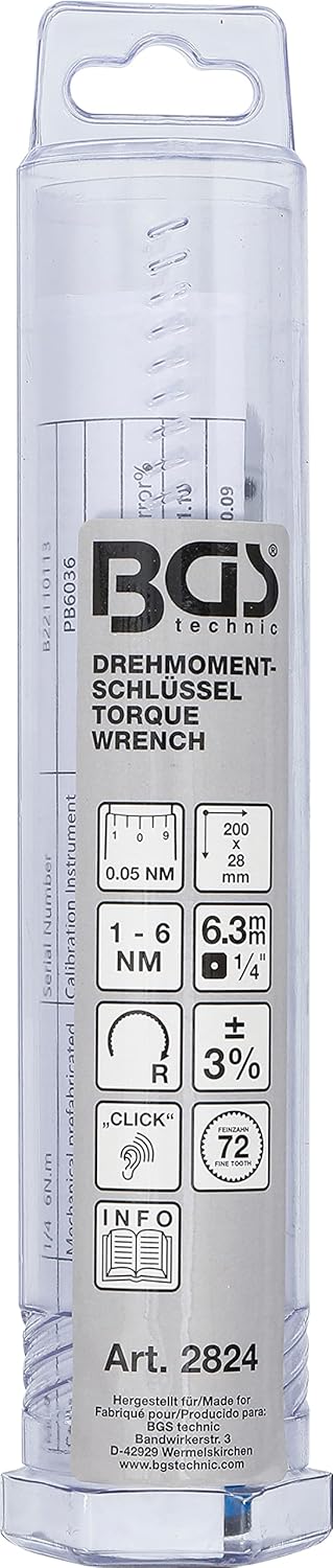 BGS 2824 | Drehmomentschlüssel | Abtrieb Aussenvierkant 6,3 mm (1/4") | 1 - 6 Nm | Drehmoment-Schlüs