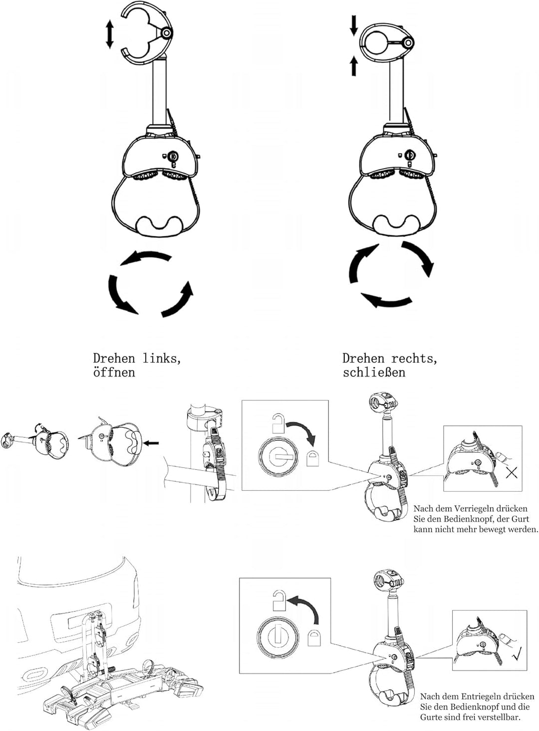 Rahmenhalter Ø25+30mm für Fahrrad/Ebike, Fahrradträger mit Ratschenriemen für 2. oder 3. Fahrrad, Ve