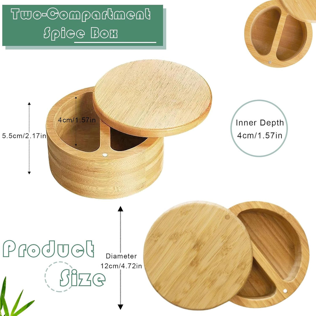 Gewürzglas Salzdose, Gewürz Aufbewahrungsbox, salzgefäss, frischhaltedose rund aus holz mit deckel (
