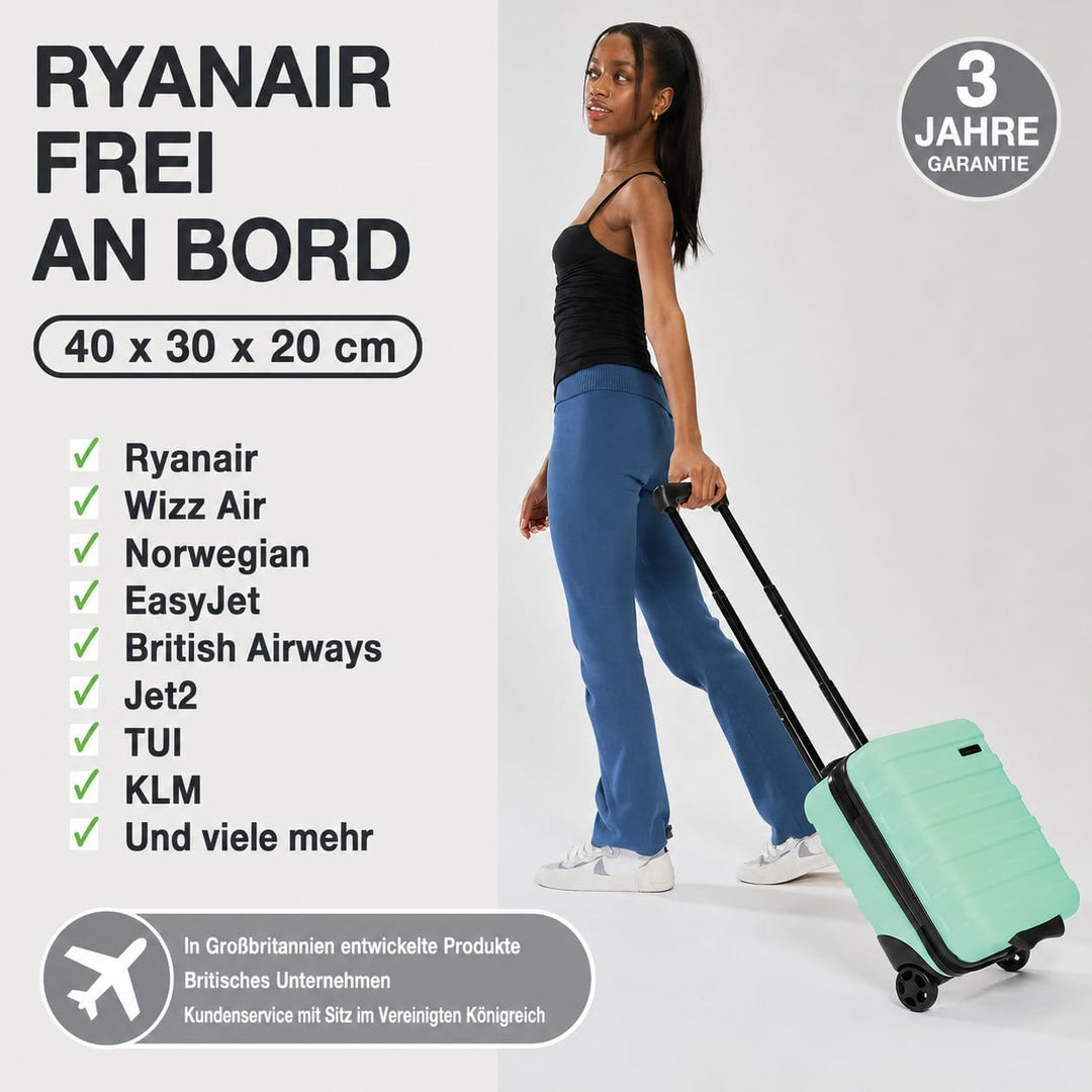 Cabin Max Anode Hardscalen Trolley-Koffer für Untersitz, 24 l, Wizz Air 40x30x20cm, (Mintgrün, 40 x